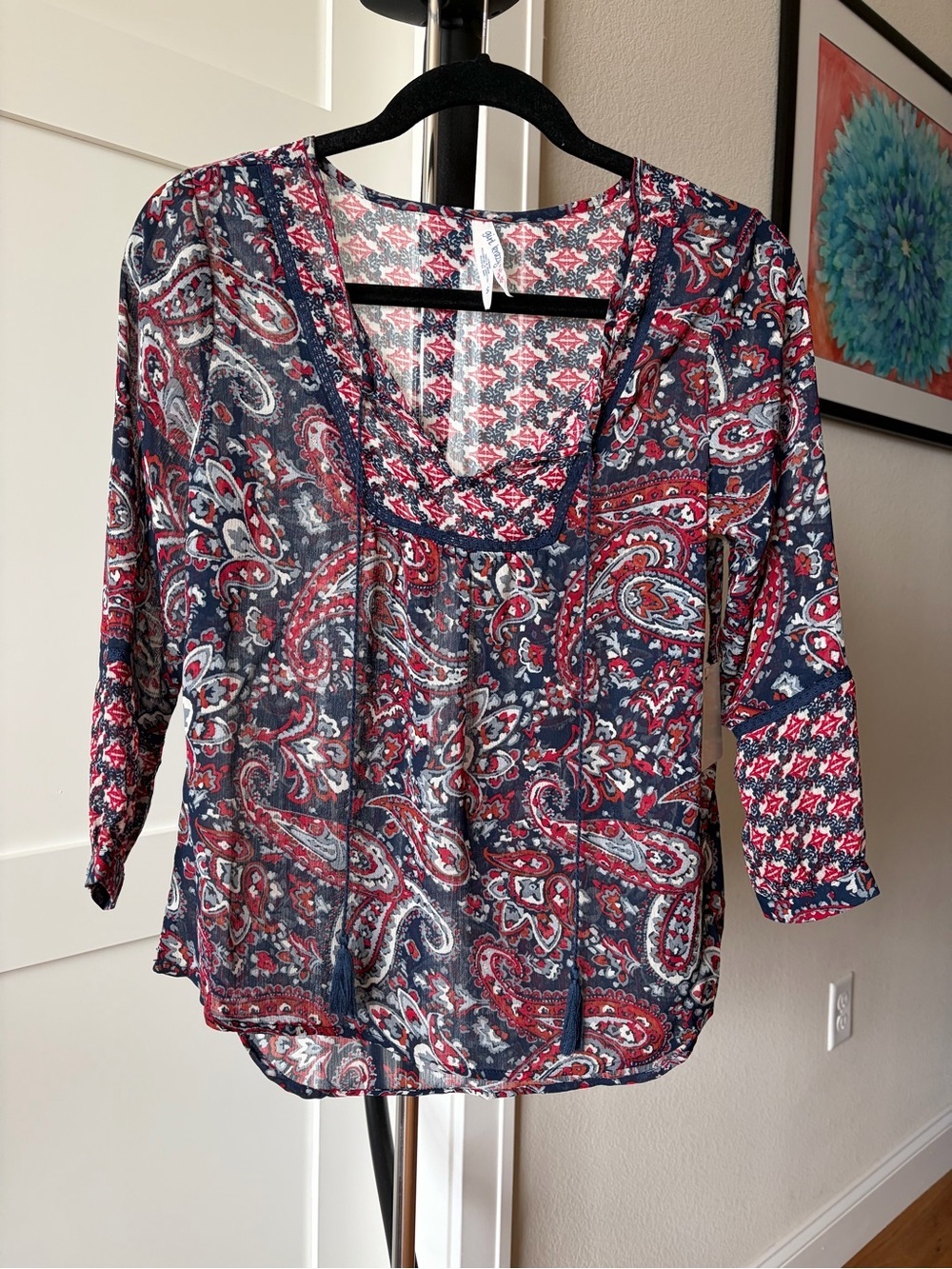 Girl Krazy Sheer Paisley Boho Blouse Size Small NWT